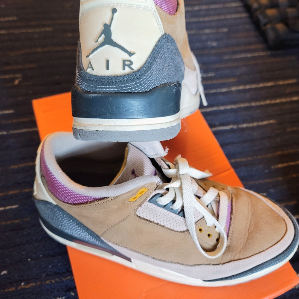 Jordan Sneakers in Tan, Gray, and Purple